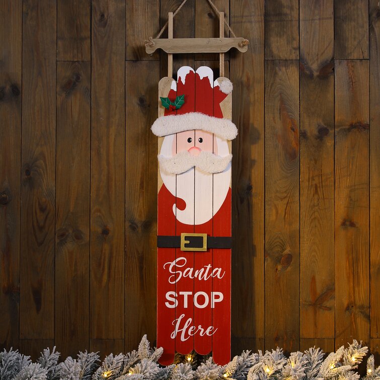 Junno Wooden Sleigh Santa Porch Sign